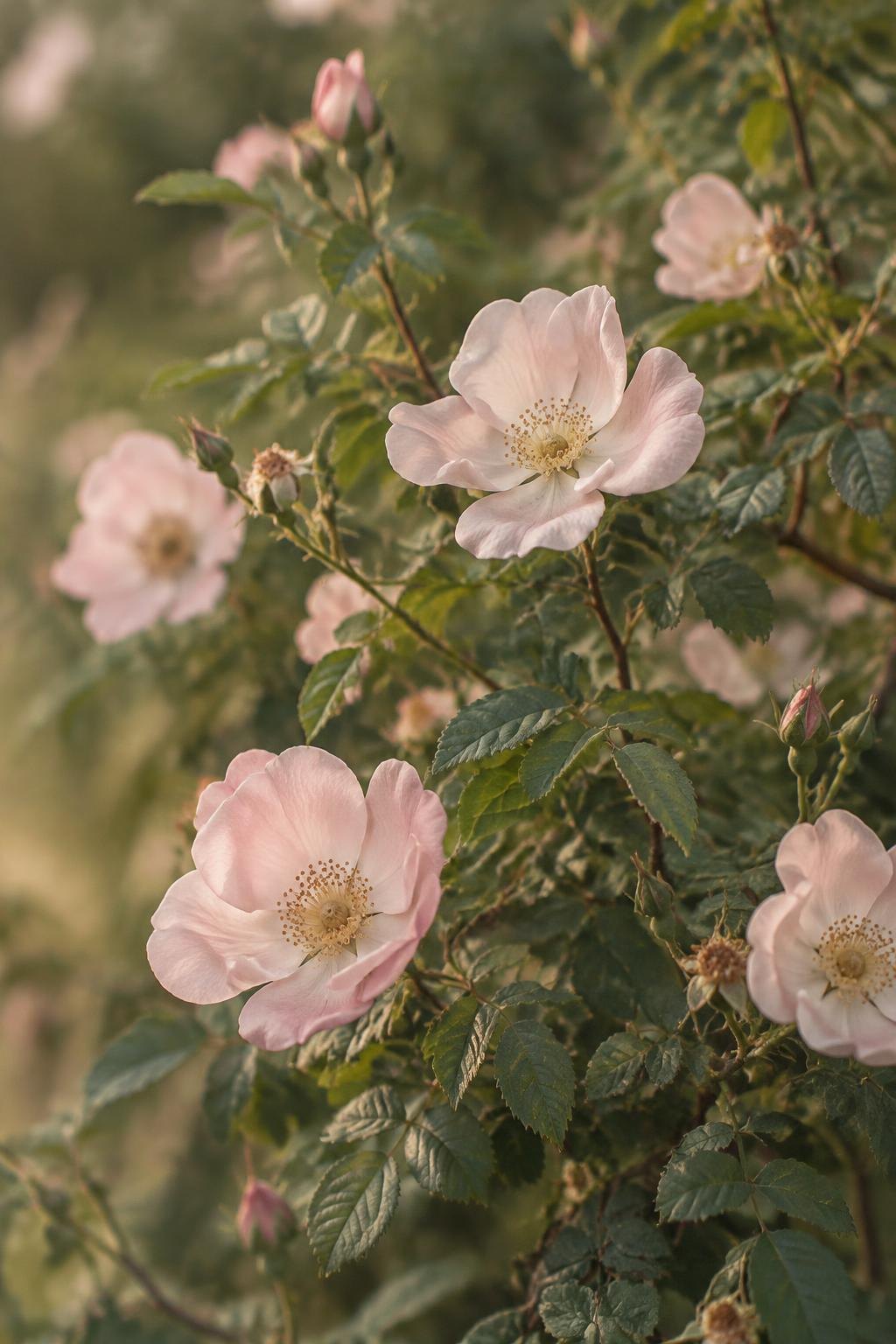 Rosas silvestres de color rosa suave